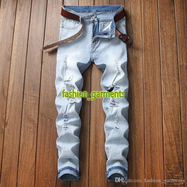 2019 new fashion slim jeans mens torn pants straight mens locomotive big holes jeans mens stylist trousers, Blue
2019 new fashion slim jeans mens torn pants straight mens locomotive big holes jeans mens stylist trousers, Blue