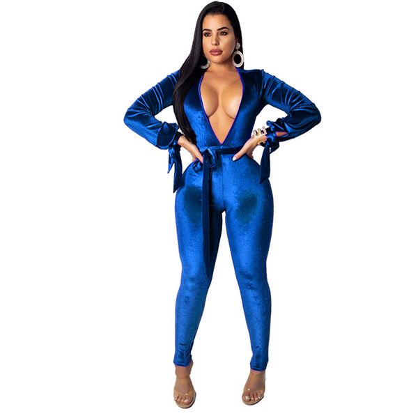 women velvet overalls jumpsuits deep v neck backless long sleeves high waist femme wear casual rompers clothes with waist belt, Black;white
women velvet overalls jumpsuits deep v neck backless long sleeves high waist femme wear casual rompers clothes with waist belt, Black;white