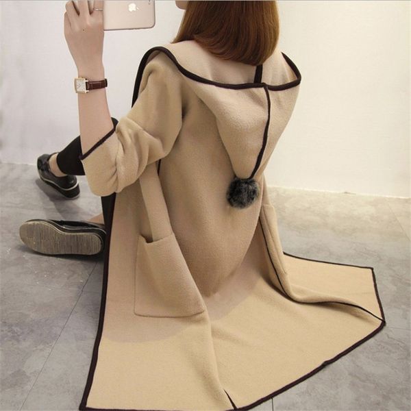 autumn winter women long knit sweater coat fund cardigan hooded loose bring cap all-match windbreaker sweater loose coat, Black
autumn winter women long knit sweater coat fund cardigan hooded loose bring cap all-match windbreaker sweater loose coat, Black