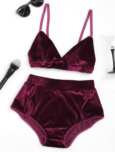 women's sleepwear women girl fashion underwear velvet lingerie bra brief set ladies solid v-neck bras high elastic waisted panty 2pcs, Black;red
women's sleepwear women girl fashion underwear velvet lingerie bra brief set ladies solid v-neck bras high elastic waisted panty 2pcs, Black;red
