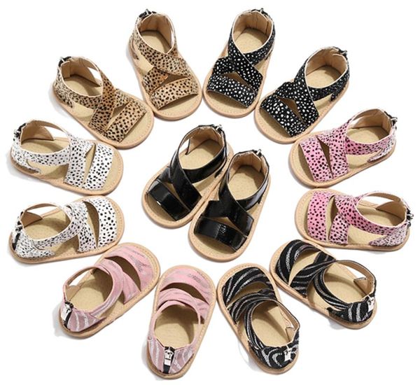 2020 european and american popular leopard print baby sandals infant toddler crib shoes soft baby first walkers moccasins, Black;red