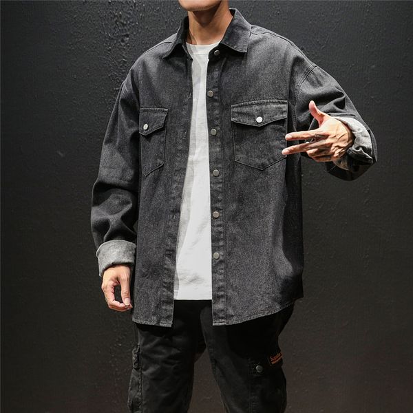2020 korean style oversized denim shirt men safari style blue shirt modis streetwear casual shirts long sleeve black, White;black
2020 korean style oversized denim shirt men safari style blue shirt modis streetwear casual shirts long sleeve black, White;black