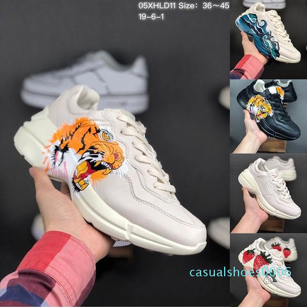 2019 rhyton leather sneaker mens designer shoes with strawberry wave mouth tiger print vintage trainer women designer shoes c06, Black
2019 rhyton leather sneaker mens designer shoes with strawberry wave mouth tiger print vintage trainer women designer shoes c06, Black