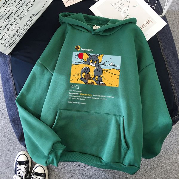 women tom & jerry hoodies hat sweatshirt cartoon cute pullover velvet thicken oversized hoodie harajuku aesthetic kawaii hot, Black
women tom & jerry hoodies hat sweatshirt cartoon cute pullover velvet thicken oversized hoodie harajuku aesthetic kawaii hot, Black