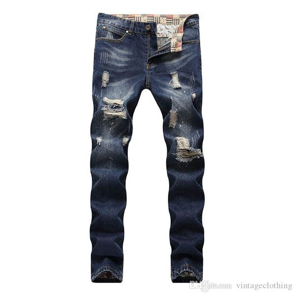 ripped jeans for men slim fit hole hip hop jeans pants stretch distressed male trousers plus size, Blue
ripped jeans for men slim fit hole hip hop jeans pants stretch distressed male trousers plus size, Blue