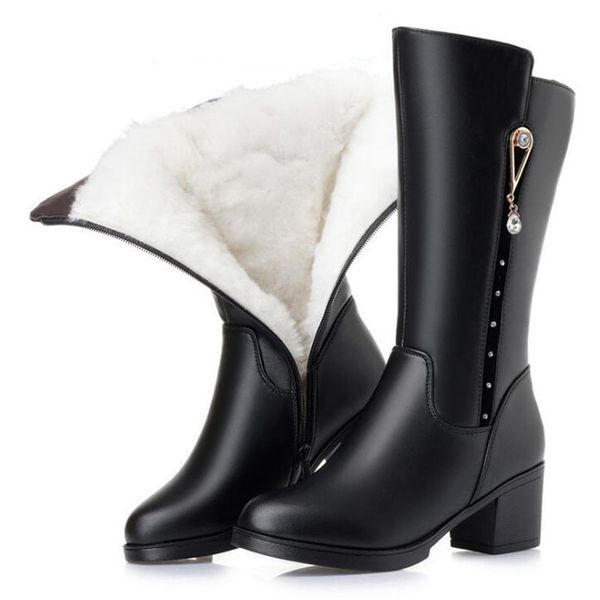 2019 temperament elegant women snow boots rhinestone genuine leather shoes woman new in-tube boots inside wool warm winter, Black
2019 temperament elegant women snow boots rhinestone genuine leather shoes woman new in-tube boots inside wool warm winter, Black
