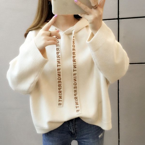 women's sweaters knitting unlined upper garment woman even midnight sweater loose other clothes lazy wind long sleeve coat head jacket, White;black
women's sweaters knitting unlined upper garment woman even midnight sweater loose other clothes lazy wind long sleeve coat head jacket, White;black