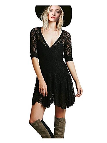 ca fashion women's flare 3/4 sleeve balletic v-neck party mini dress, Black;gray
ca fashion women's flare 3/4 sleeve balletic v-neck party mini dress, Black;gray
