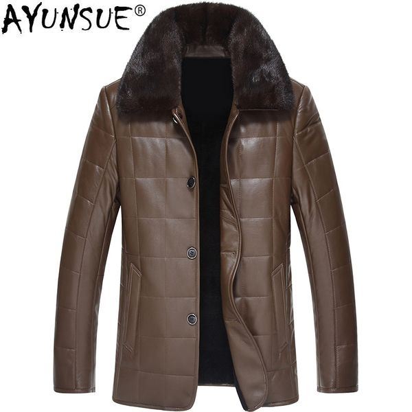 autumn winter mens leather jacket genuine leather sheepskin coat real wool fur lining mens jackets mink collar ml-127605, Black
autumn winter mens leather jacket genuine leather sheepskin coat real wool fur lining mens jackets mink collar ml-127605, Black