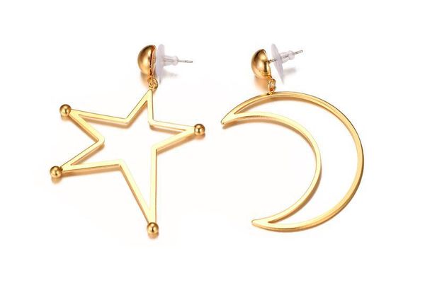 gold color fashion simple lady's moon and star earring stainless steel earrings jewelry gift for women lady j045, Silver
gold color fashion simple lady's moon and star earring stainless steel earrings jewelry gift for women lady j045, Silver