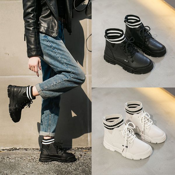 women fashion high-casual shoes solid color lace-up thick bottom bare boots, Black
women fashion high-casual shoes solid color lace-up thick bottom bare boots, Black