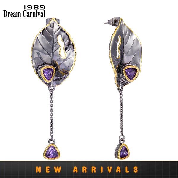 dreamcarnival 1989 new gothic earrings for women black gold color vintage leaves purple zircon tassels must have jewelry we3994, Silver
dreamcarnival 1989 new gothic earrings for women black gold color vintage leaves purple zircon tassels must have jewelry we3994, Silver
