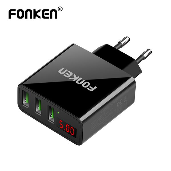 fonken 3 port usb charger adapter led display portable fast charging wall charger travel charge eu quick charge plug adapter
fonken 3 port usb charger adapter led display portable fast charging wall charger travel charge eu quick charge plug adapter