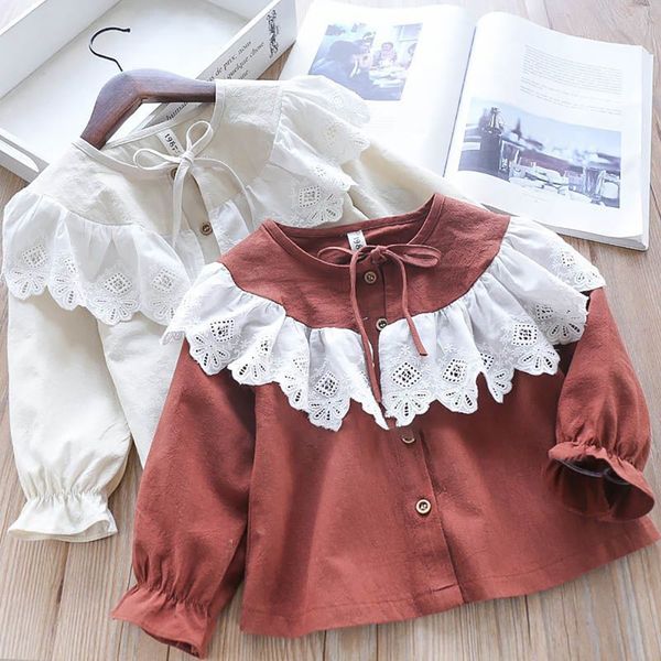 2020 children's clothing autumn girl's doll doll lace shirt round collar lace children's long sleeve shirt, White;black 
2020 children's clothing autumn girl's doll doll lace shirt round collar lace children's long sleeve shirt, White;black