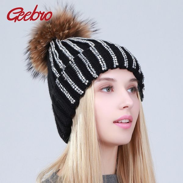 geebro women's rhinestones beanie hat winter warm acrylic knitted beanies with raccoon fur pompom ladies knitting skullies caps, Blue;gray
geebro women's rhinestones beanie hat winter warm acrylic knitted beanies with raccoon fur pompom ladies knitting skullies caps, Blue;gray