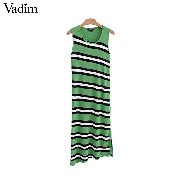 vadim women striped knitted maxi dress asymmetrical design sleeveless split stretchy female streetwear dresses vestidos qa341, White;black
vadim women striped knitted maxi dress asymmetrical design sleeveless split stretchy female streetwear dresses vestidos qa341, White;black