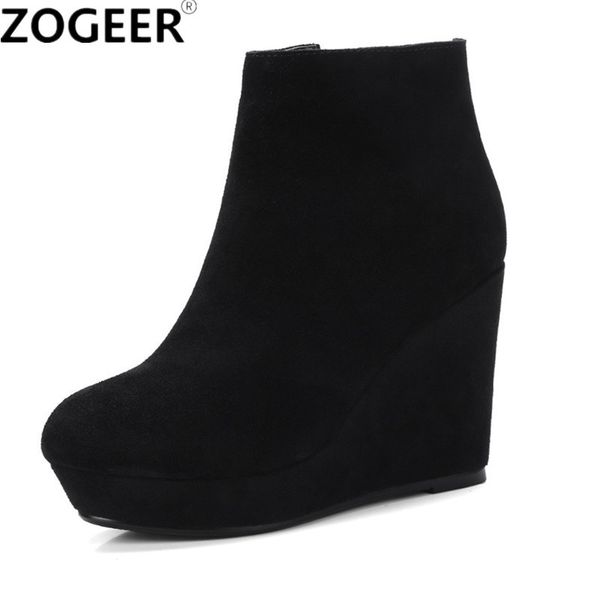 autumn winter wedges ankle boots women fashion suede leather platform women's boots high heels black short shoes female t200425
autumn winter wedges ankle boots women fashion suede leather platform women's boots high heels black short shoes female t200425