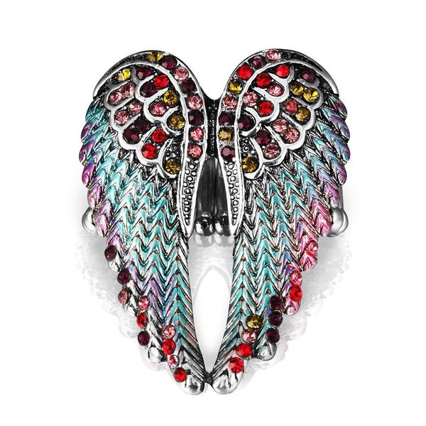 retro women rhinestone ring multi-color drilled three-dimensional angel wing ring elasticity adjustable lady ring gifts for birhday, Silver
retro women rhinestone ring multi-color drilled three-dimensional angel wing ring elasticity adjustable lady ring gifts for birhday, Silver