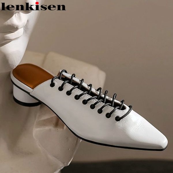 lenkisen western style high street fashion real leather small square toe med round heels mules slip on young lady cozy pumps l21, Black 
lenkisen western style high street fashion real leather small square toe med round heels mules slip on young lady cozy pumps l21, Black