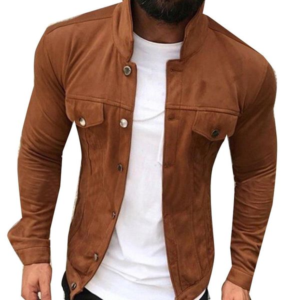 jacket men long sleeve stand collar jacket fashion slim button multi pocket casual workwear, Black;brown
jacket men long sleeve stand collar jacket fashion slim button multi pocket casual workwear, Black;brown