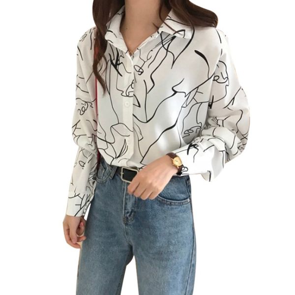 autumn casual geometric shirt line print blouse for women loose long sleeve shirts office lady blouse, White
autumn casual geometric shirt line print blouse for women loose long sleeve shirts office lady blouse, White