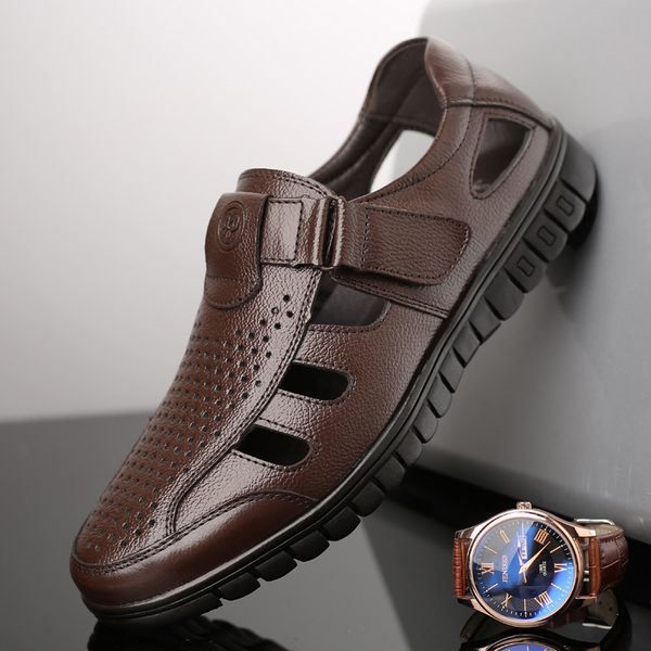 men shoes2019 summer new style fashion leather boot scholar sandals genuine leather hollow out breathable, Black
men shoes2019 summer new style fashion leather boot scholar sandals genuine leather hollow out breathable, Black