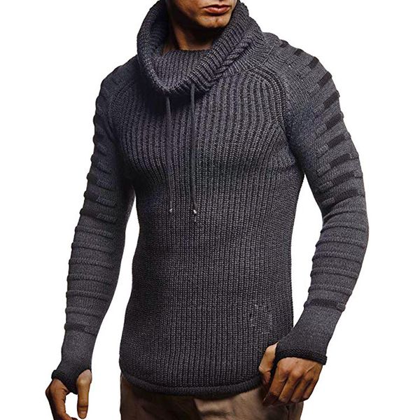 

men's sweater autumn winter pullover knitted raglan drape choker hooded pullover men cotton sweatercoat plus size sweater top, White;black