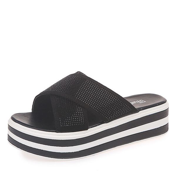 slippers fashion female 2021 korean version of the spring and summer rhinestone thick bottom slope with sandals muffin botto, Black
slippers fashion female 2021 korean version of the spring and summer rhinestone thick bottom slope with sandals muffin botto, Black