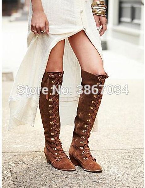shooegle knee high cowboy boots cross tied up chunky heels distressed long boots bohemia tall booties fall winter, Black
shooegle knee high cowboy boots cross tied up chunky heels distressed long boots bohemia tall booties fall winter, Black