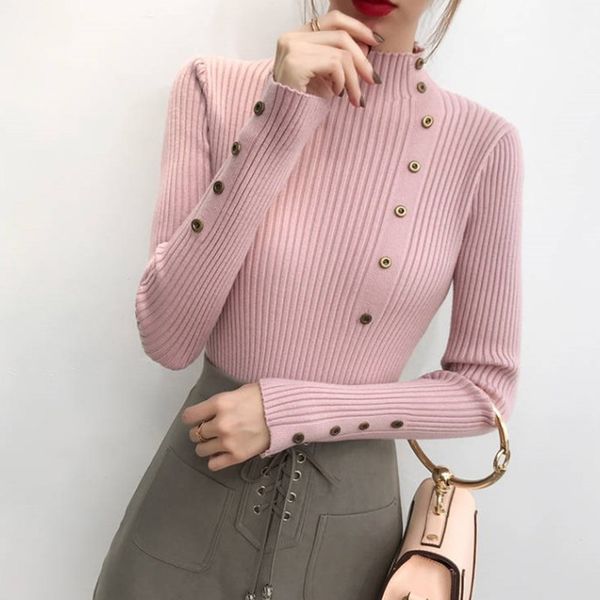 autumn women sweater turtleneck long sleeve button knit pullover pull femme solid bottoming slim sweaters jumper, White;black
autumn women sweater turtleneck long sleeve button knit pullover pull femme solid bottoming slim sweaters jumper, White;black