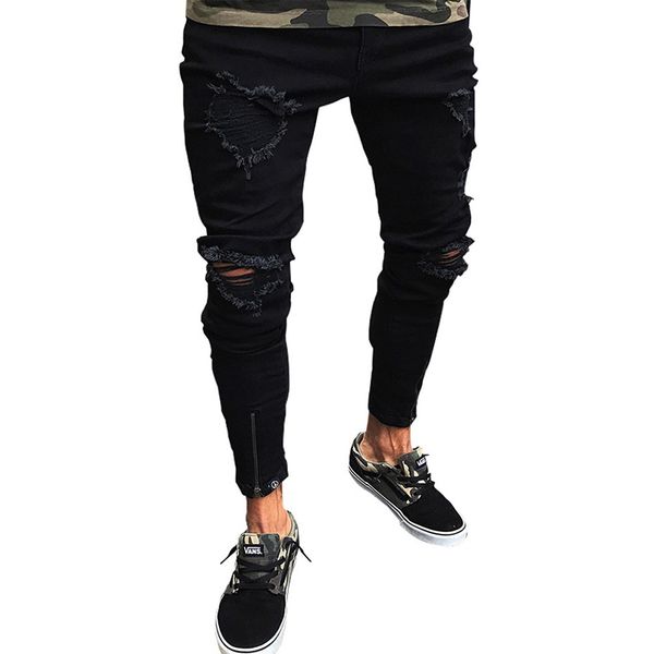 new men shredded hole jeans man skinny pants knee ripped hole destroyed distressed pencil pants stretchy jeans trousers, Blue
new men shredded hole jeans man skinny pants knee ripped hole destroyed distressed pencil pants stretchy jeans trousers, Blue