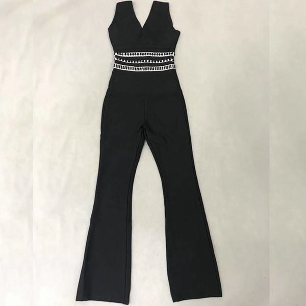 2019 sleeveless black beading fashion women bandage jumpsuit backless v nerck solid celebrity evening verano clubwears, Black;white
2019 sleeveless black beading fashion women bandage jumpsuit backless v nerck solid celebrity evening verano clubwears, Black;white
