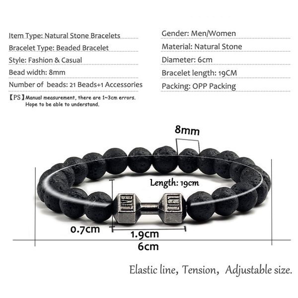 14 style natural stone metal dumbbell lava stone beads bracelets bangles women jewelry men bracelet couple pulseras hombre mujer, Black
14 style natural stone metal dumbbell lava stone beads bracelets bangles women jewelry men bracelet couple pulseras hombre mujer, Black