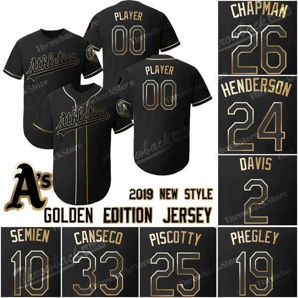 Oakland Custom Athletics Jerseys Golden Edition Matt 26 Chapman Jersey Khris Davis Josh Phegley Rickey Henderson Jose Canseco Catfish Hunter