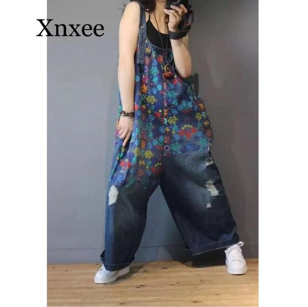 women's jeans women denim overalls print floral vintage plus size casual ripped hole wide leg jumpsuit ladies romper loose, Blue
women's jeans women denim overalls print floral vintage plus size casual ripped hole wide leg jumpsuit ladies romper loose, Blue