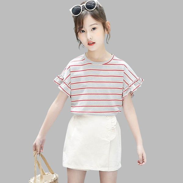 summer clothes for girls striped tshirt + skirt pants 2pcs girls clothes ruffle sleeve suit for casual kids girl, White
summer clothes for girls striped tshirt + skirt pants 2pcs girls clothes ruffle sleeve suit for casual kids girl, White