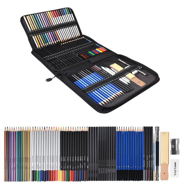 72pcs drawing pencils set sketch colored pencils watercolor metallic oily complete artist kit art supplies with canvas case
72pcs drawing pencils set sketch colored pencils watercolor metallic oily complete artist kit art supplies with canvas case