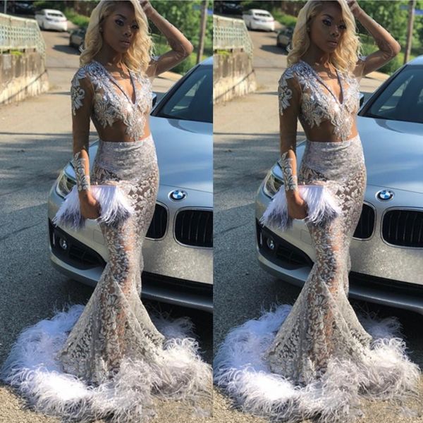 see through mermaid prom dresses with d v neck long sleeve lace evening dress illusion bodice black girl formal party gowns wear
see through mermaid prom dresses with d v neck long sleeve lace evening dress illusion bodice black girl formal party gowns wear