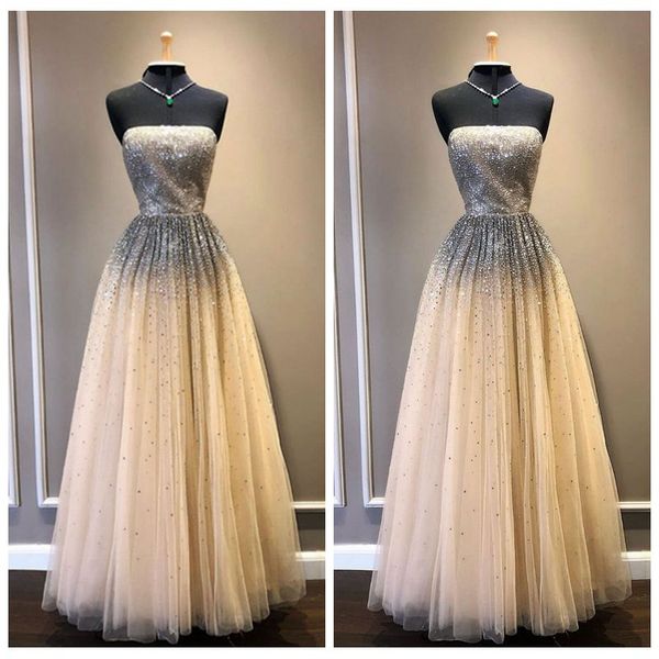 attractive strapless tulle champagne prom dress floor length a line plus size party dresses crystal beading formal evening dresses, Black
attractive strapless tulle champagne prom dress floor length a line plus size party dresses crystal beading formal evening dresses, Black