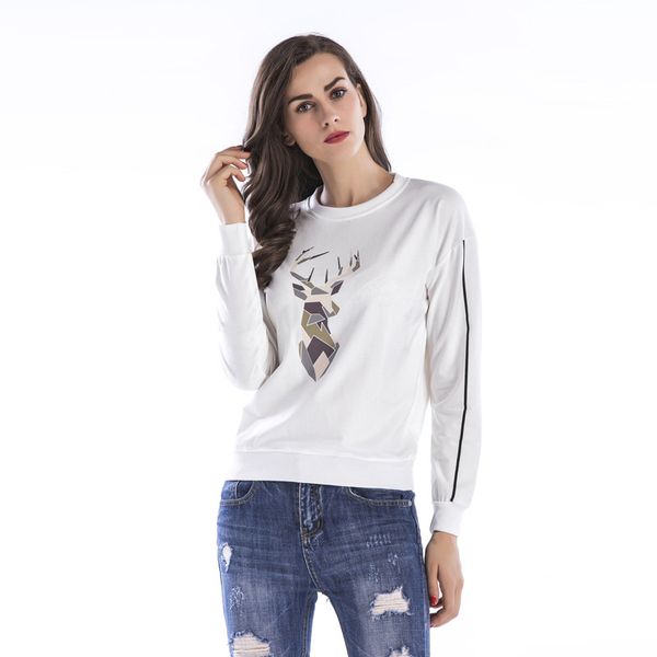 hoodie women's new antler print women's turtleneck pullover long sleeve blouse, White
hoodie women's new antler print women's turtleneck pullover long sleeve blouse, White