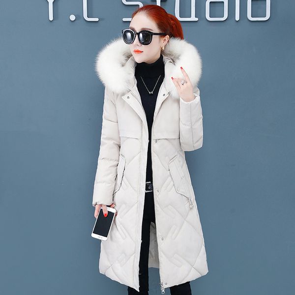 women solid hooded down coat 2019 new korean winter fashion splice zipper button pockets plus thick loose long outerwear, Black
women solid hooded down coat 2019 new korean winter fashion splice zipper button pockets plus thick loose long outerwear, Black