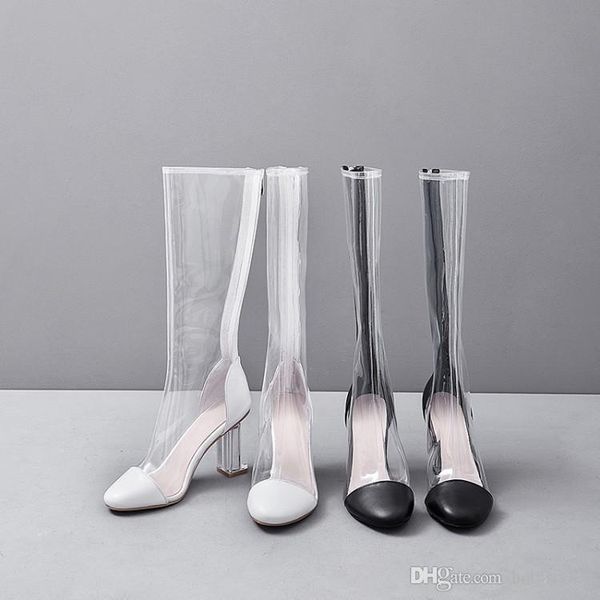 autumn winter woman round toe mixed color zipper half boots fashion transparent women's boots super high heel large size 34-43, Black
autumn winter woman round toe mixed color zipper half boots fashion transparent women's boots super high heel large size 34-43, Black