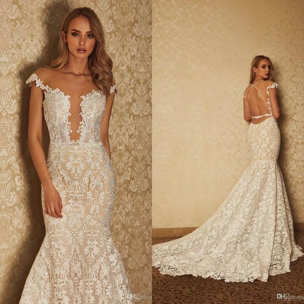 calla blanche mermaid wedding dresses sheer jewel neck lace bridal gowns sleeveless backless beach boho wedding dress plus size, White
calla blanche mermaid wedding dresses sheer jewel neck lace bridal gowns sleeveless backless beach boho wedding dress plus size, White