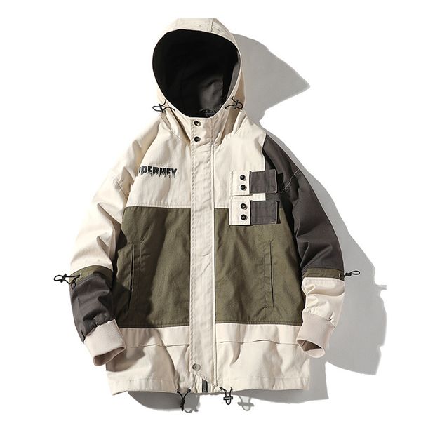 2019 autumn/spring color patchwork street stylish clothing men's hooded jackets casual pockets loose printed outerwear, Black;brown
2019 autumn/spring color patchwork street stylish clothing men's hooded jackets casual pockets loose printed outerwear, Black;brown