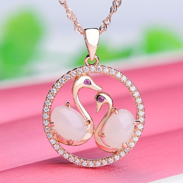 925 silver inlay and tianyu swan pendant natural jade necklace women's jade pendant with certificate
925 silver inlay and tianyu swan pendant natural jade necklace women's jade pendant with certificate