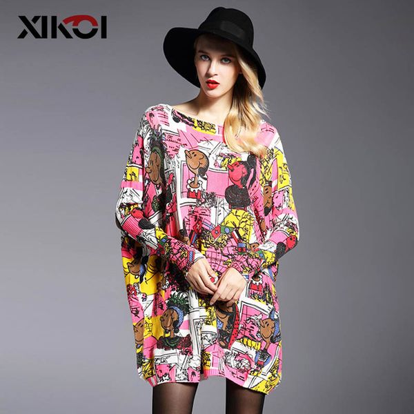 autumn oversized women fashion sweaters shirt o-neck long sleeve print pullovers sweater female loose knit sweaters, White;black