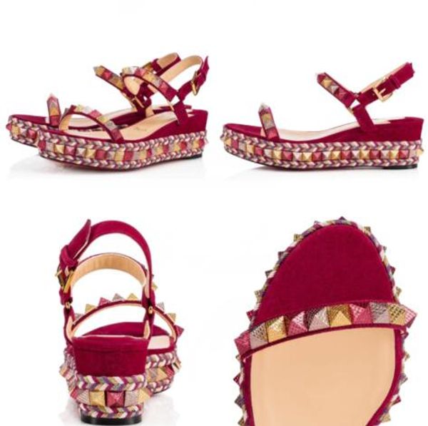 Luxurious Pyraclou 60mm Platfrom Flats Espadrilles Woven Lady Wedges Sandals Ankle Strap Studs Red Bottom Sexy Lady Women Dress Party Weddin
Luxurious Pyraclou 60mm Platfrom Flats Espadrilles Woven Lady Wedges Sandals Ankle Strap Studs Red Bottom Sexy Lady Women Dress Party Weddin