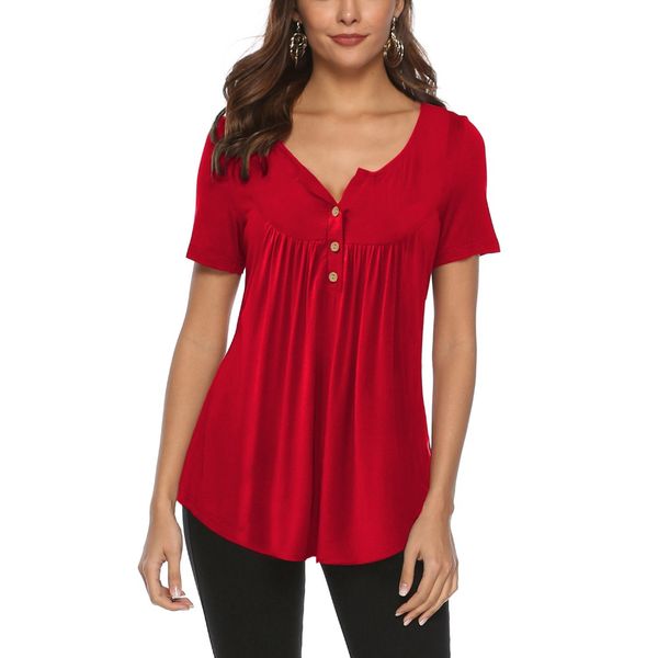 t shirt women solid o-neck 2019 spring casual tshirt short button womens clothing red, White
t shirt women solid o-neck 2019 spring casual tshirt short button womens clothing red, White