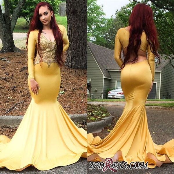 yellow mermaid prom dresses v neck long sleeves formal evening dresses lace appliqued african party gowns custom 2019, Black
yellow mermaid prom dresses v neck long sleeves formal evening dresses lace appliqued african party gowns custom 2019, Black