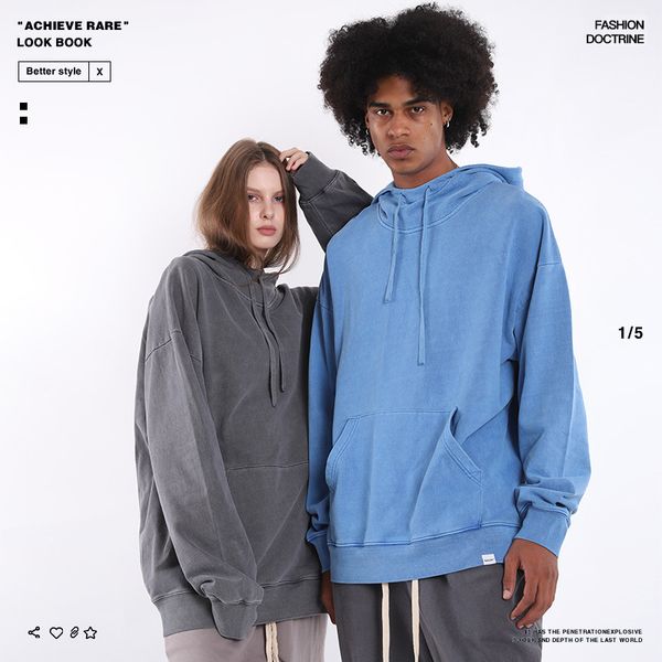 2019 europe and the united states tide brand autumn and winter new men's solid color 410g heavy wash men's hoodies sweatshirts, Black
2019 europe and the united states tide brand autumn and winter new men's solid color 410g heavy wash men's hoodies sweatshirts, Black